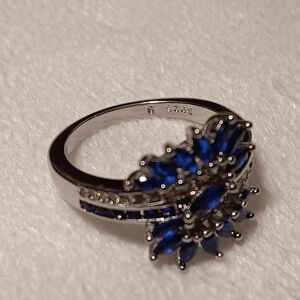 Sterling silver blue ring size 9 with blue Tourmaline Gemstone